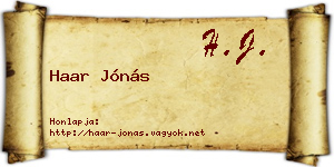 Haar Jónás névjegykártya